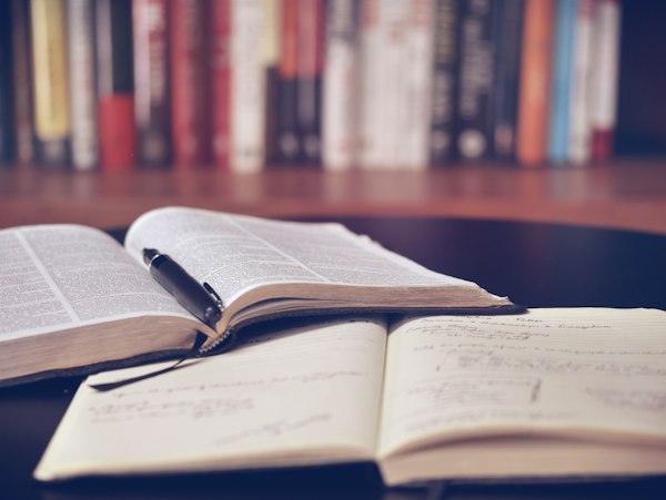 Study desk with notebooks