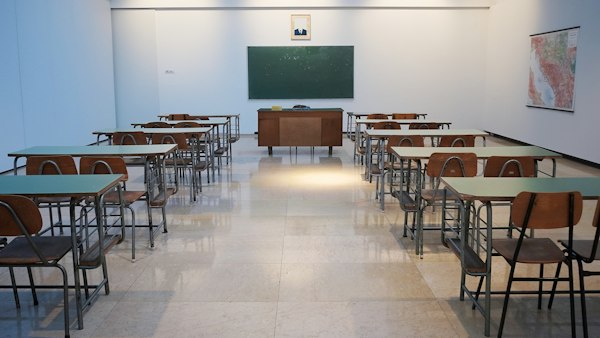 Classroom with empty desks